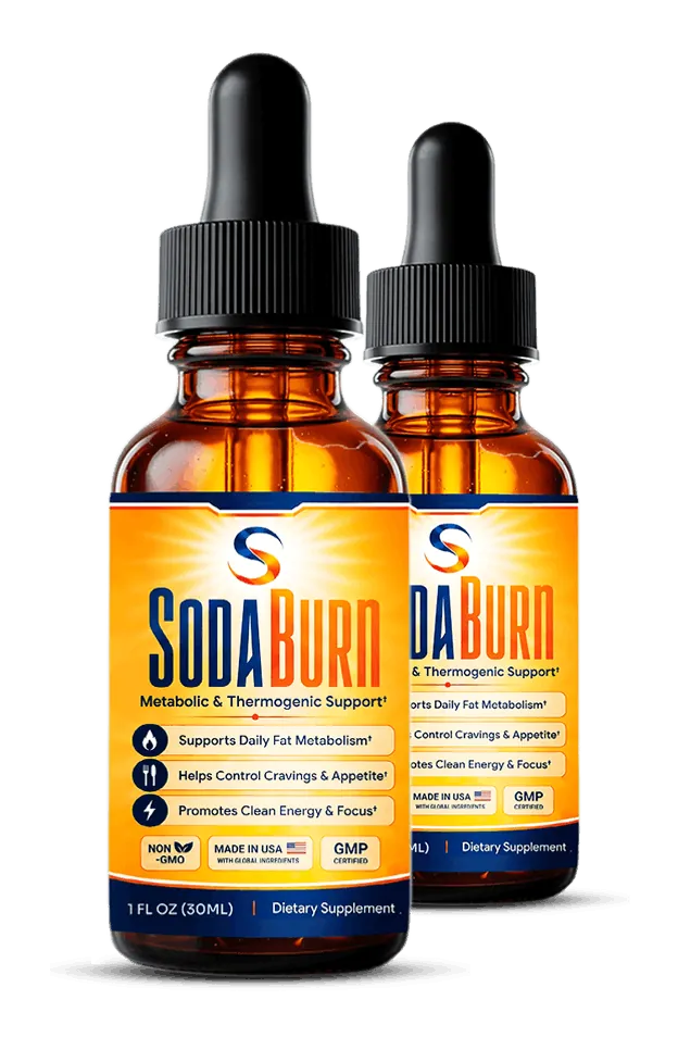 Two bottles of SodaBurn liquid supplement