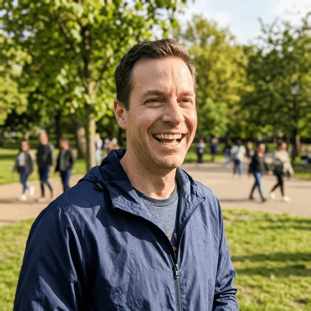 A man standing outdoors in a park