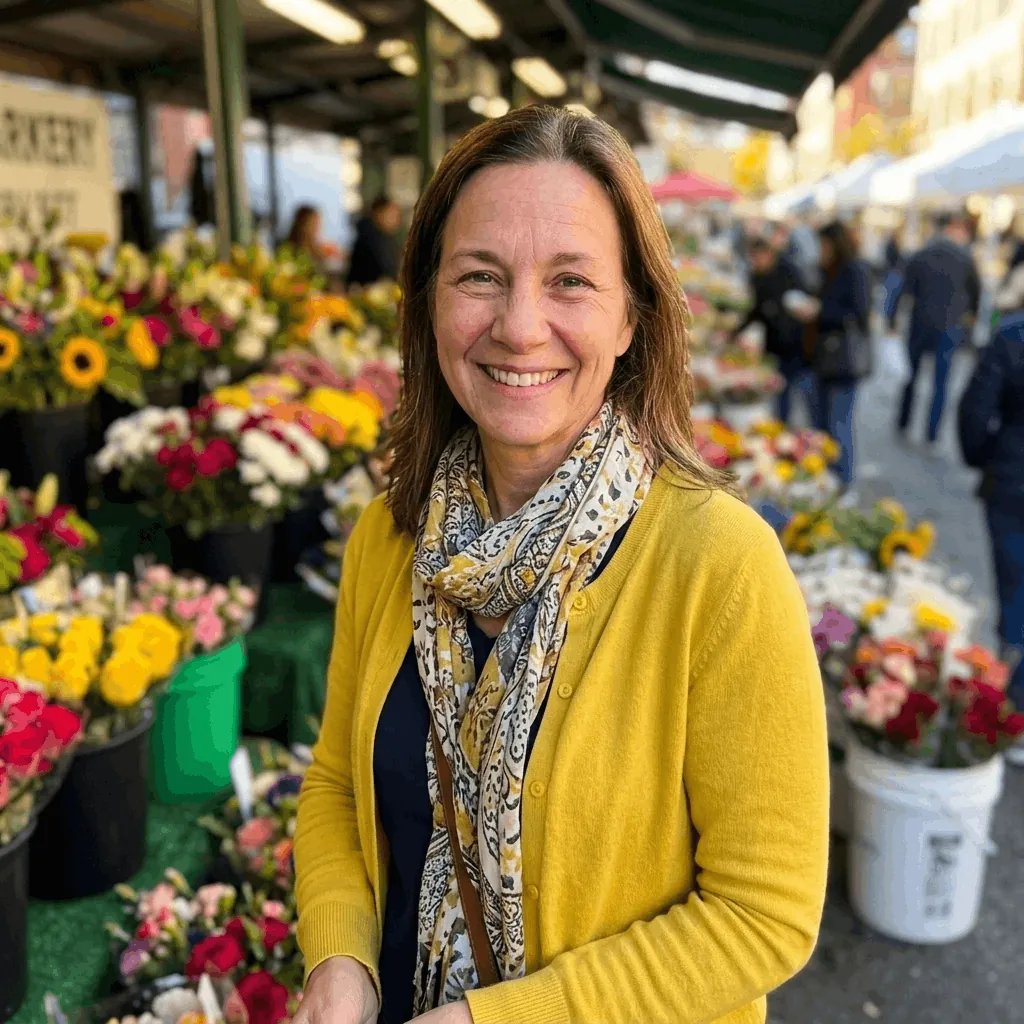 A woman at an outdoor market